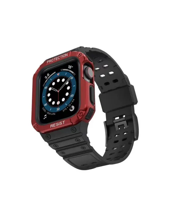 Apple Watch 42mm Kr401 Silikon Kordon (saat Değildir) - Siyah-kırmızı