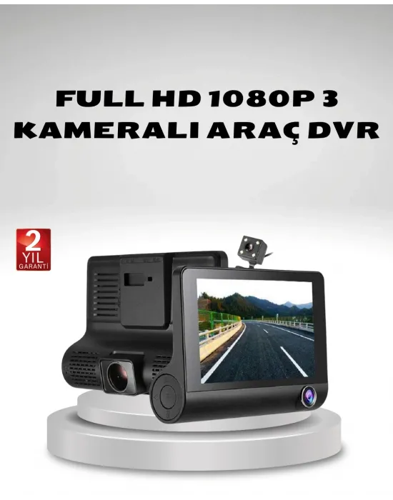 Araç Kamerası 3’lü Full Hd Dvr 1080p Gece Görüşlü Ve G-sensörlü