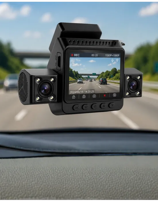 Araç Ön Arka İç Kamera Sistemi Full Hd Hareket Sensörlü Kayıt Cihazı