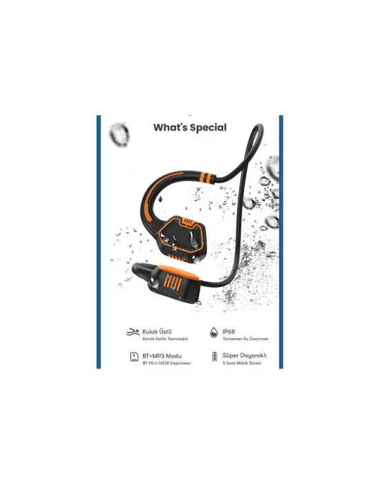 As9 Suya Dayanıklı Bluetooth Kulaklık - Siyah