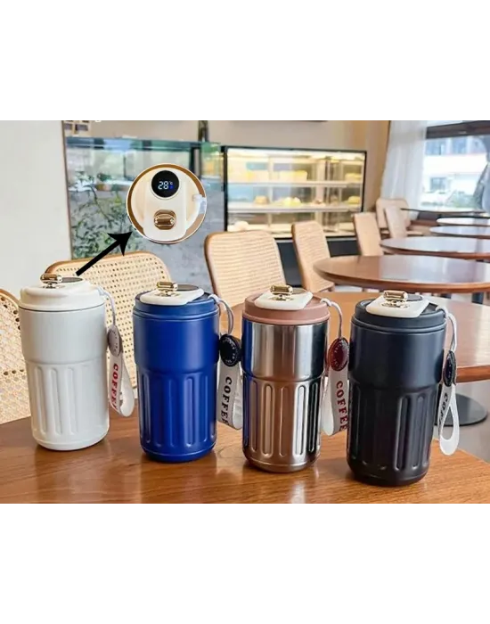 Askılı Ve Derece Göstergeli Vakumlu Mug - 500 Ml Modern Kahve Termosu Alk3136