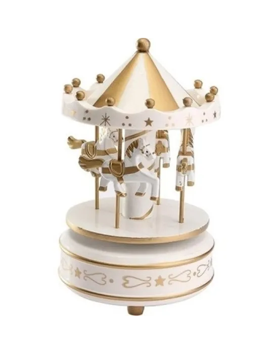 Atlı Karınca Müzik Kutusu Gold-beyaz Renk Mz-417