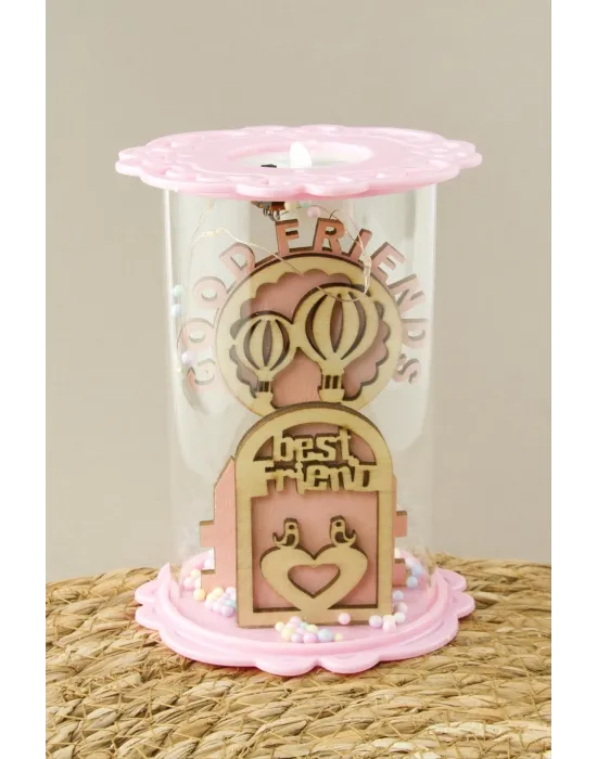 Balon Kuş Ahşap Işıklı Led Fanus