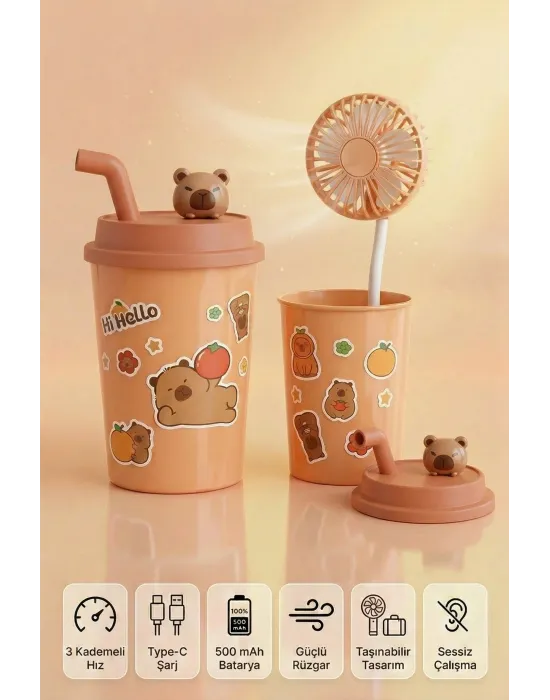 Bardak Model Mini Ayıcıklı Fan