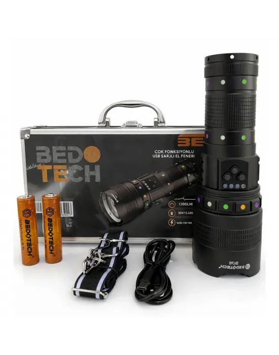 Bedotech Bd-2 30w Tg Led Alüminyum Alaşımlı Zoomlu Type-c Şarjlı El Feneri