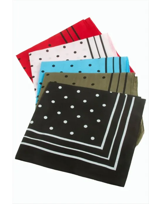 Benekli Desenli Keten Bandana 50*50