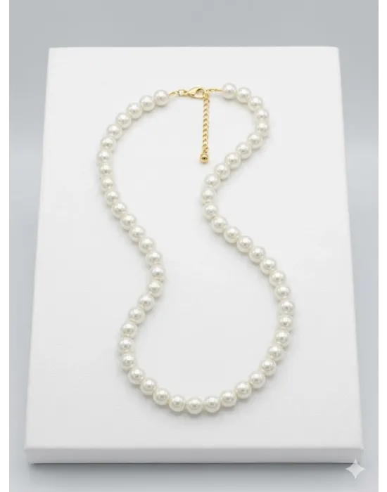 Beyaz Kültür İncisi Kolyeler 40+5 Cm  - Kl0299