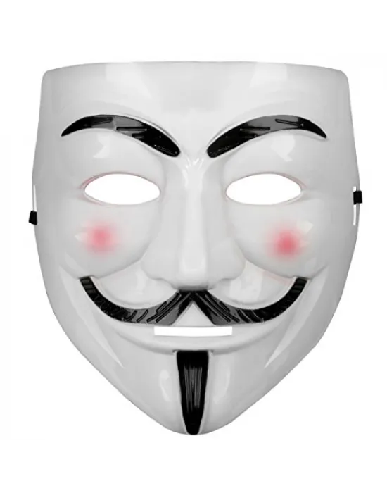 Beyaz Pembe Yanaklı V For Vendetta Maskesi