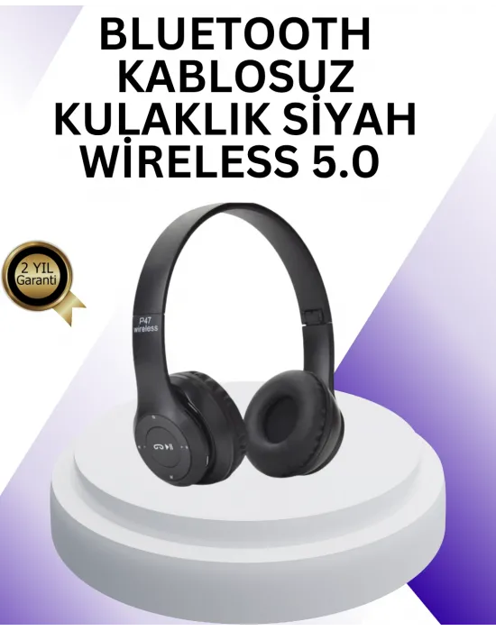 Bluetooth 5.0 Kablosuz Kulak Üstü Kulaklık | Stereo Ses Ve Katlanabilir Tasarım