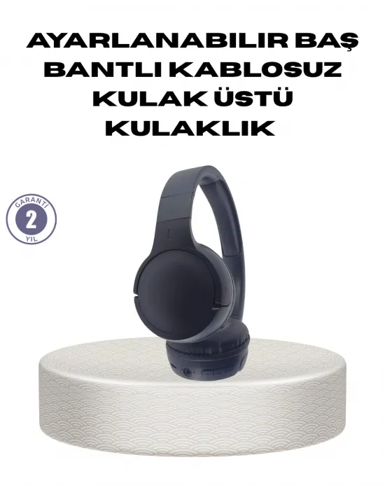 Bluetooth 5.0 Siyah Kablosuz Kulaklık 18 Saat Batarya Katlanabilir Tasarım