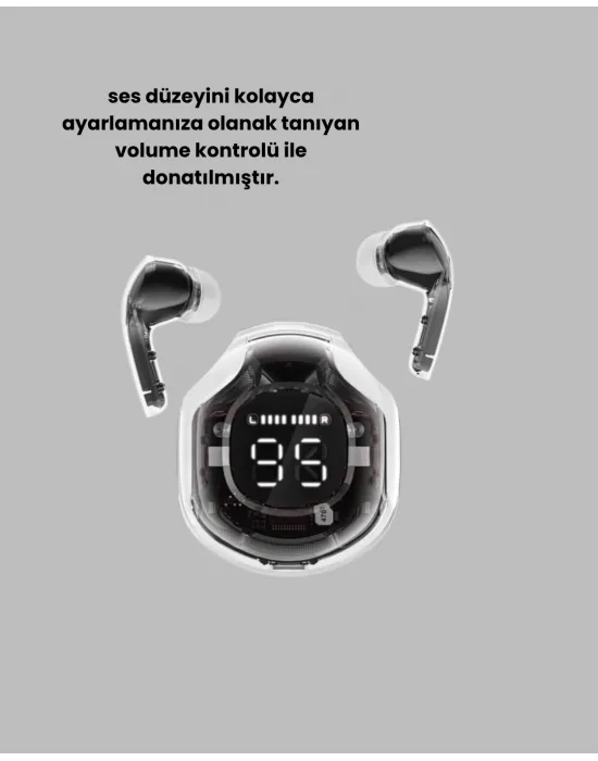 Bluetooth 5.3 Kablosuz Kulaklık 30mm Sürücü Led Ekranlı Mikrofonlu