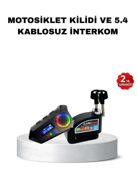 Bluetooth 5.4 İntercom Ve Alarmlı Disk Kilidi Seti Güçlü Ses Ve Güvenlik