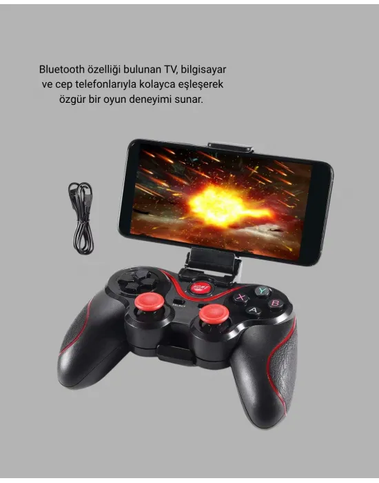 Bluetooth Gamepad Kablosuz Oyun Kumandası Tek Cihaz Destekli