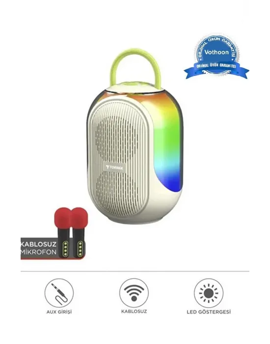 Bluetooth Hoparlör Çift Mikrofonlu Kablosuz Parti Speaker Beyaz