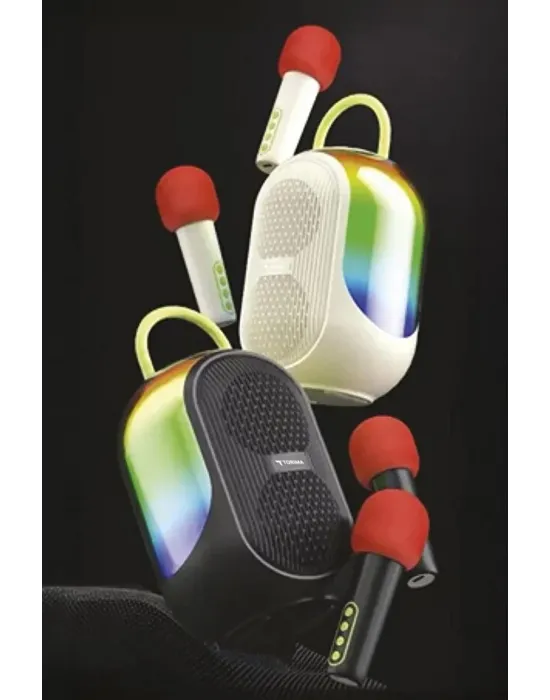 Bluetooth Hoparlör Çift Mikrofonlu Kablosuz Parti Speaker Beyaz