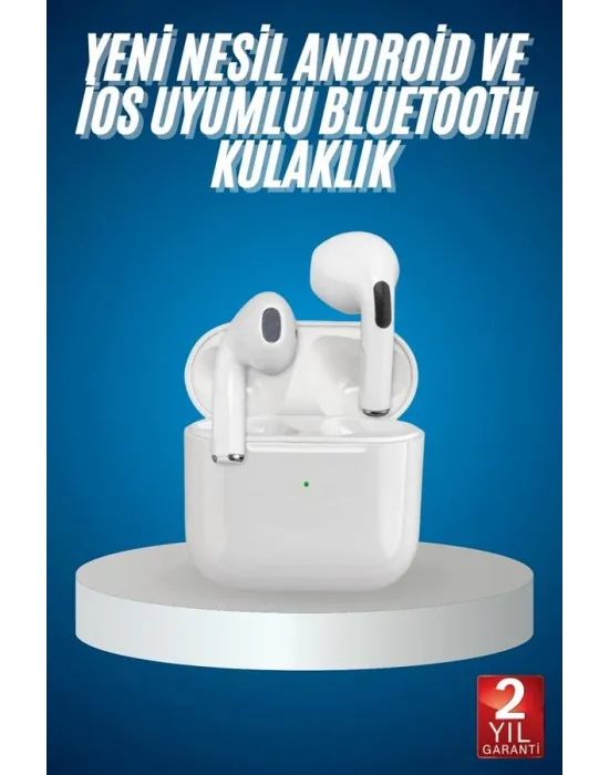 Bluetooth Kulaklık Beyaz Çağrı Cevaplama Dokunmatik Kontrol Kablosuz