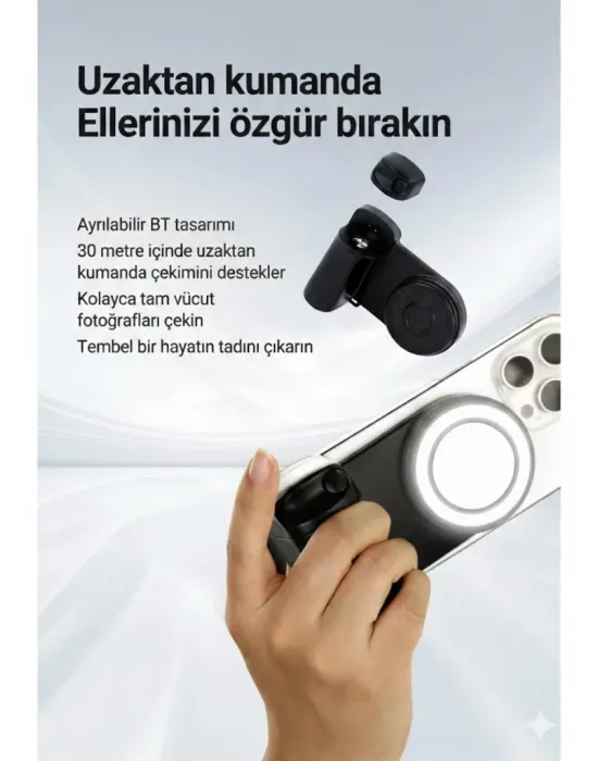 Bluetooth Manyetik Telefon Yapıştırma Kavrama Halka Dolgu Işığı İle Magsafe Selfie Klips