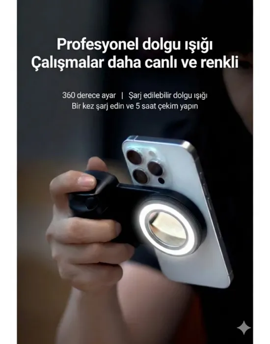 Bluetooth Manyetik Telefon Yapıştırma Kavrama Halka Dolgu Işığı İle Magsafe Selfie Klips