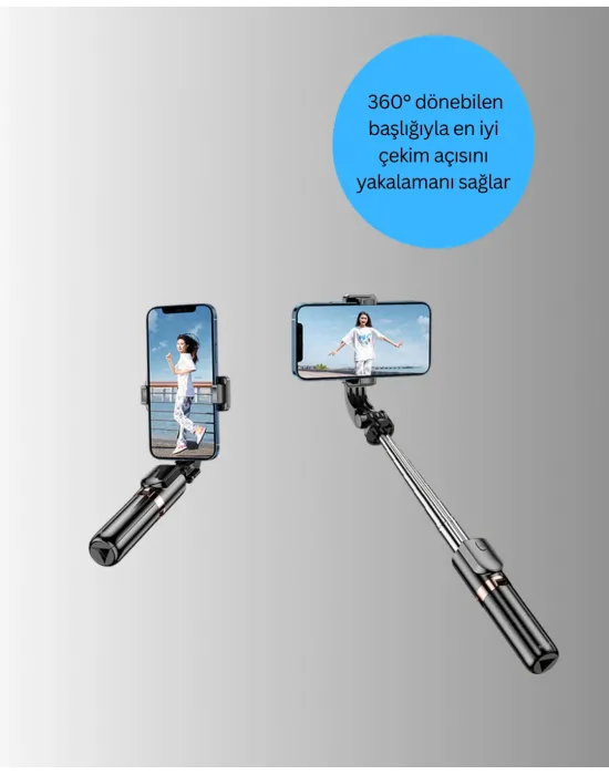 Bluetooth Selfie Çubuğu –  Katlanabilir, Uzaktan Kumandalı