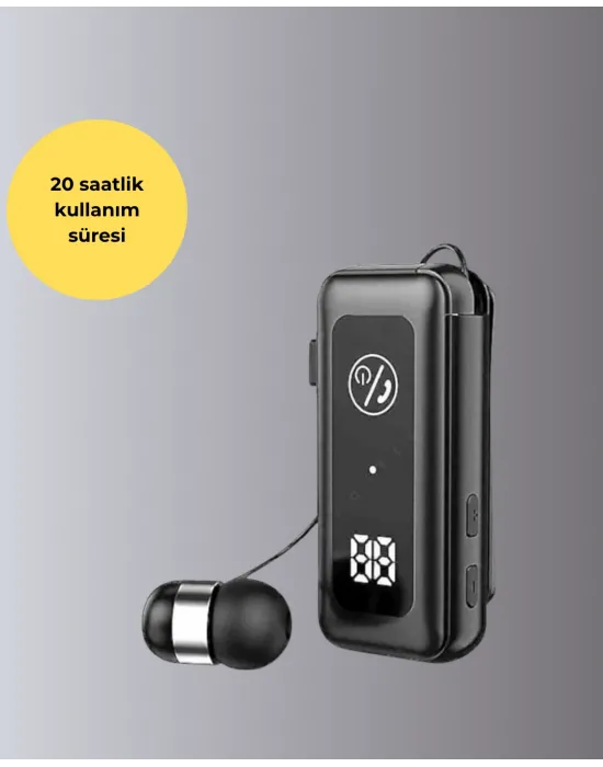 Bluetooth 5.2 Kablolu Makaralı Kulaklık | Dijital Ekran Ve Titreşimli Bildirim