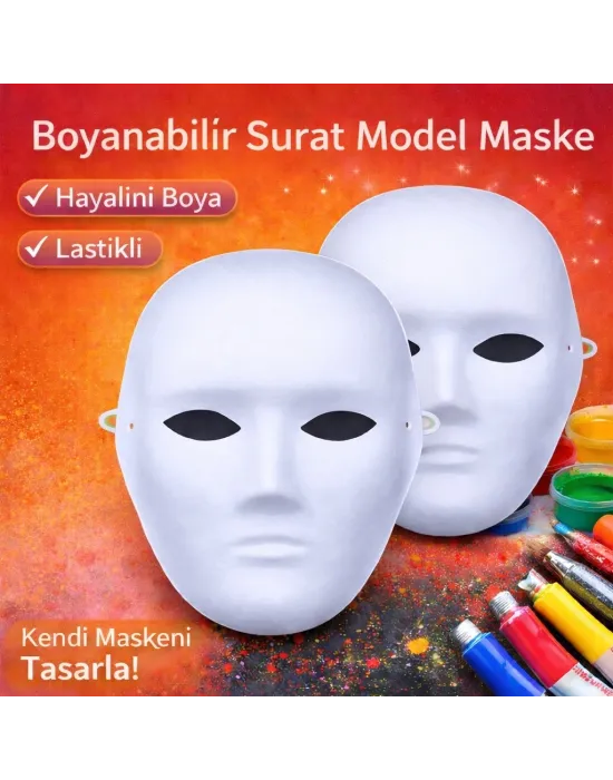 Boyanabilir Surat Model Maske – Lastikli | Kendin Tasarla