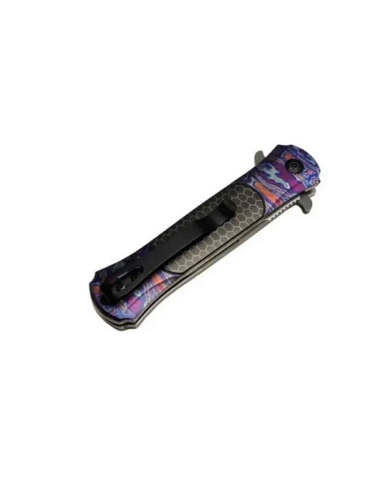 Çakı Mor 22 Cm Yarı Otomatik , Kemerlikli
