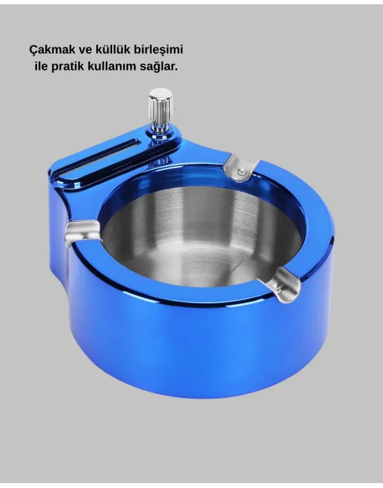 Çakmaklı Küllük Paslanmaz Çelik Şık Masa Aksesuarı