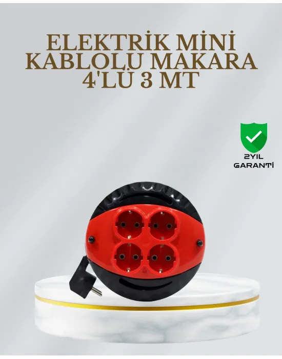 Ce Belgeli 3 Metre 4’lü Kablolu Priz Makara