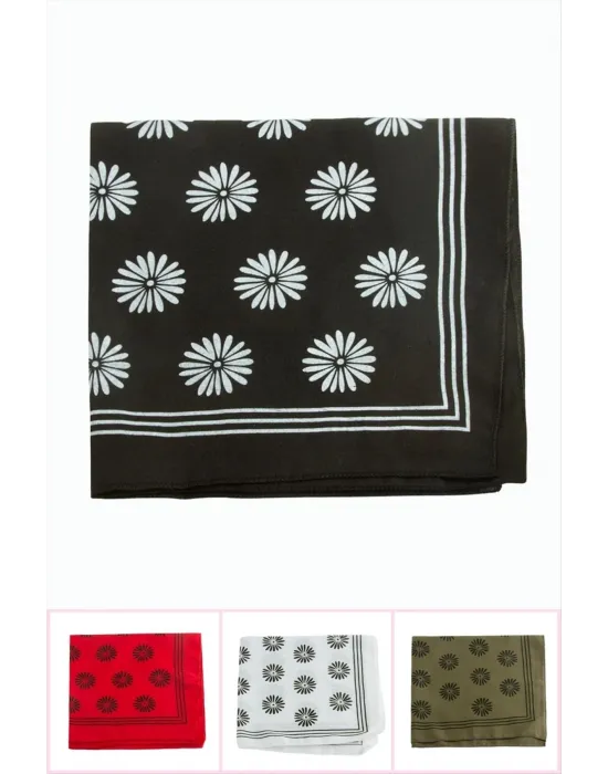 Çiçek Desenli Keten Bandana 50*50