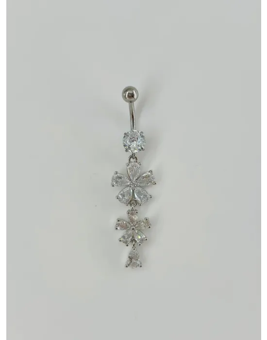 Çiçek Detaylı Sallantılı Göbek Piercing - Pg0054