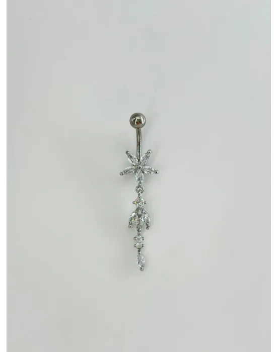 Çiçek Detaylı Sallantılı Göbek Piercing - Pg0106