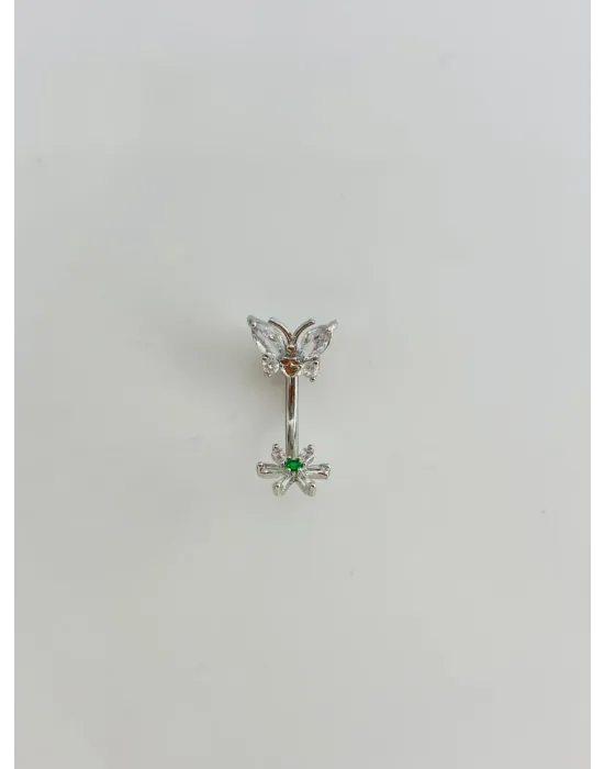Çiçek Ve Kelebek Detaylıgöbek Piercing - Pg0128