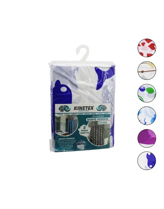 Çif Kanat Polyester Banyo Perdesi 2pcs X 180x110cm - 12 Halkalı