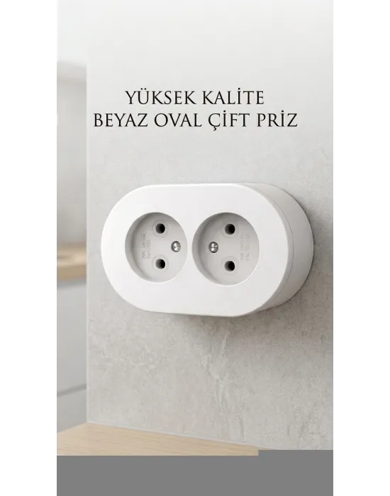 Çift Girişli Beyaz Sıva Üstü Modern Duvar Prizi