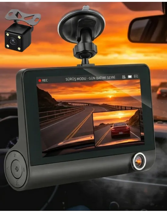 Çift Lens Araç Güvenlik Kamerası G Sensörlü Full Hd