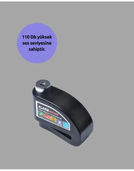 Çift Modlu 110db Alarmlı Disk Kilidi Suya Dayanıklı