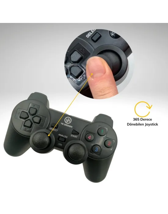 Çift Titreşimli Usb Kablolu Oyun Kolu Pc Uyumlu Vibration Gamepad
