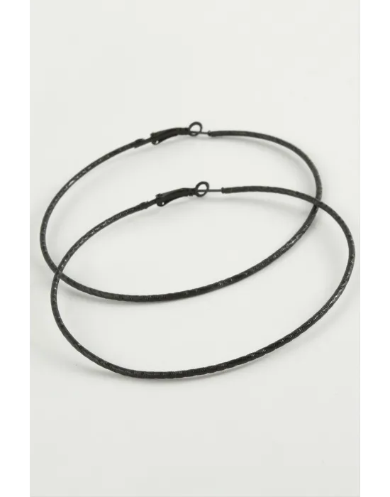 Çizgili Metal Halka Küpe 8-9-10 cm