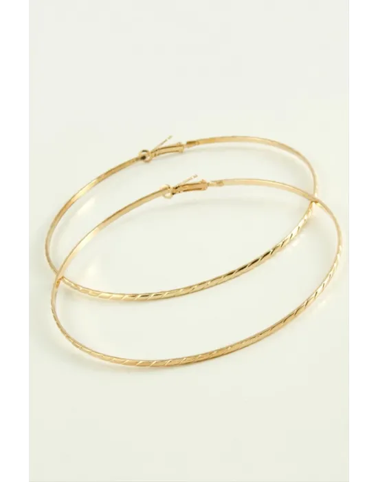 Çizgili Metal Halka Küpe 8-9-10 cm