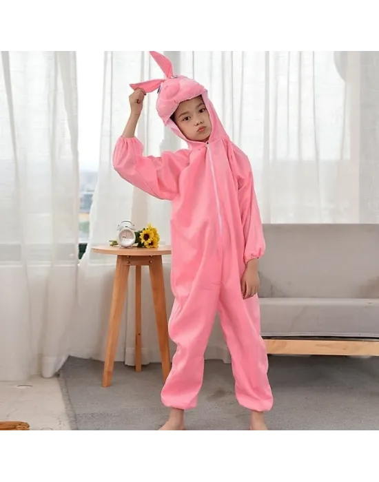 Çocuk Tavşan Kostümü Pembe Renk 2-3 Yaş 80 Cm