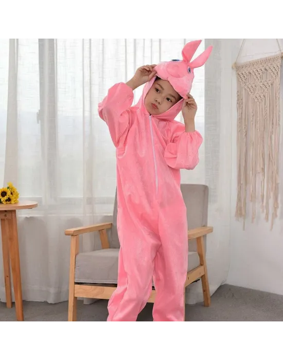 Çocuk Tavşan Kostümü Pembe Renk 2-3 Yaş 80 Cm