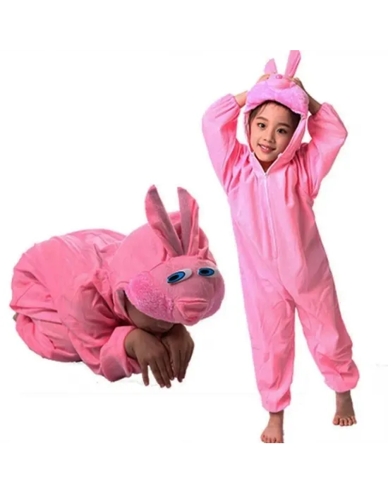 Çocuk Tavşan Kostümü Pembe Renk 6-7 Yaş 120 Cm