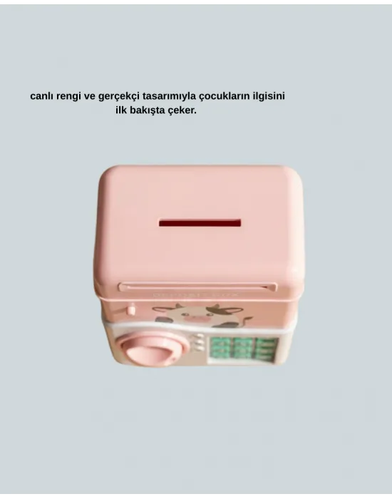 Çocuklar İçin Pembe Atm Görünümlü Elektronik Kumbara
