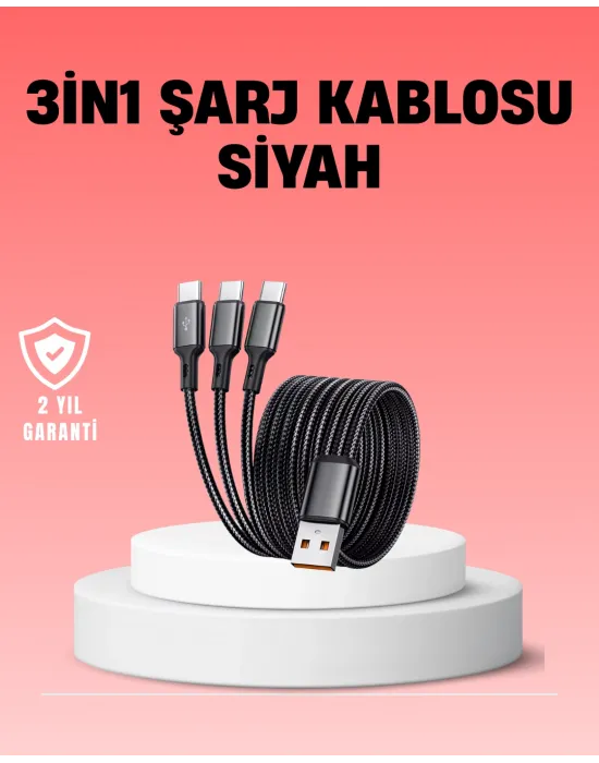 Çoklu Usb Şarj Kablosu – 1,2m Hızlı Şarj, 3a Güçlü Akım