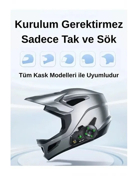 D2-6x 1000m Mesafeli 6 Kanallı İntercom Bluetooth Motosiklet Kask Kulaklığı İntercom Kulaklık
