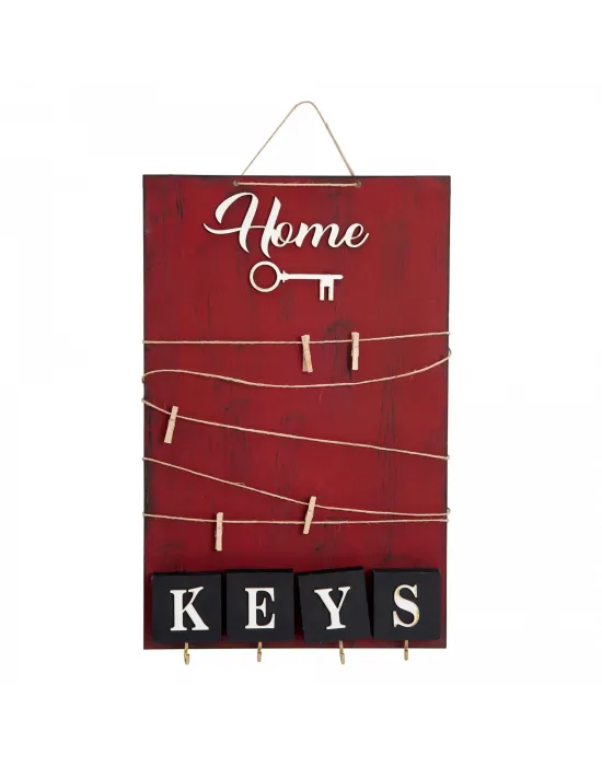 Dekoratif Home Keys Ahşap Resimlik ve Notluk (Kırmızı)