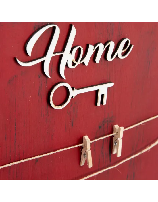 Dekoratif Home Keys Ahşap Resimlik ve Notluk (Kırmızı)