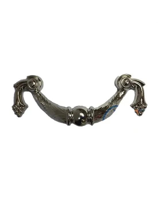 Dekoratif Zamak Üzümlü Kulp - 64mm, Nikel, 1 Adet