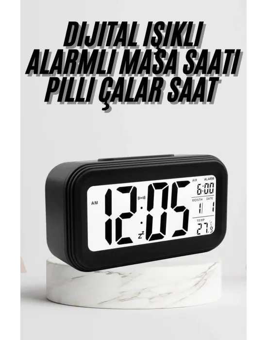 Dijital Masa Saati Termometre Takvim Led Ekran Pilli Ev Ofis Masası