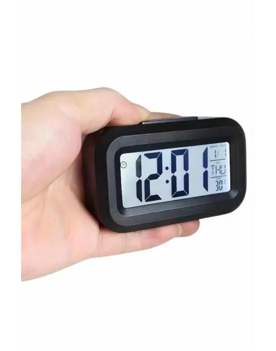 Dijital Masa Saati Termometreli Takvim Çalar Saat Led Ekran Pilli